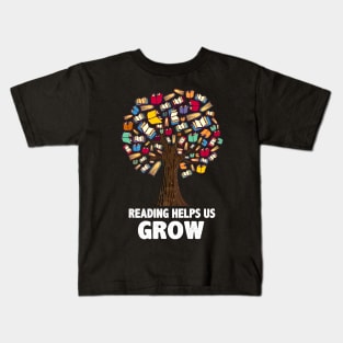 Book Tree Reading Helps Us Grow Librarian Kids T-Shirt